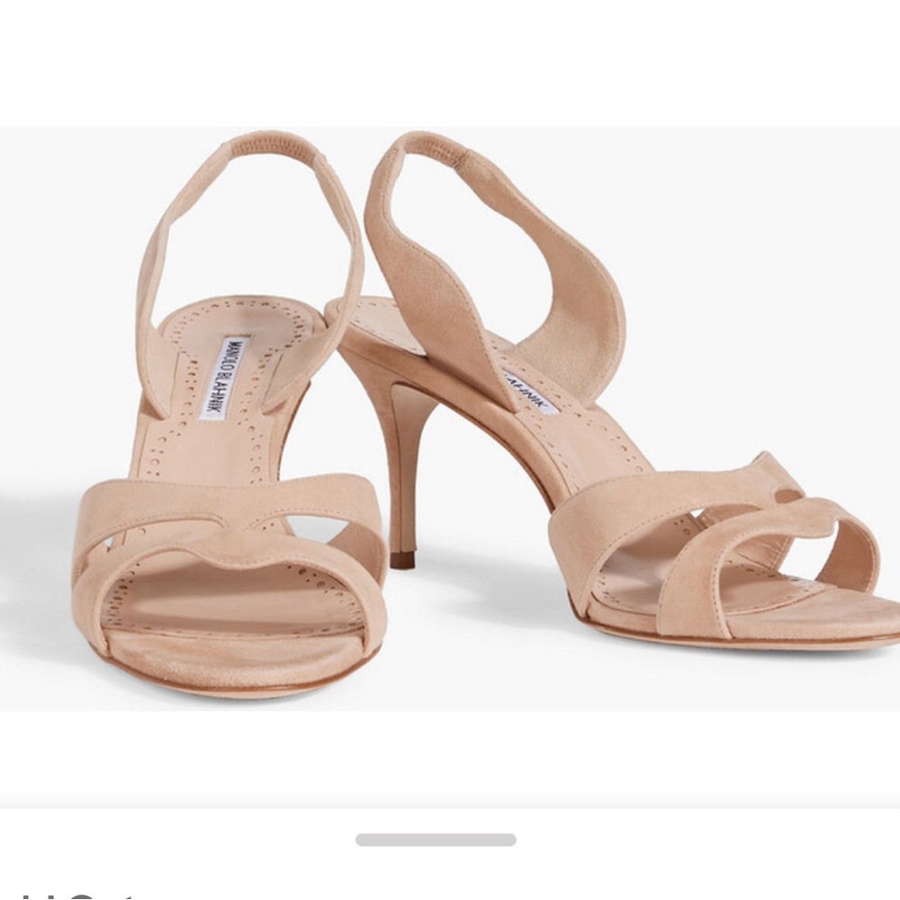 NIB Manolo Blahnik Suspiro Sandal - 41.5 - Nude Suede